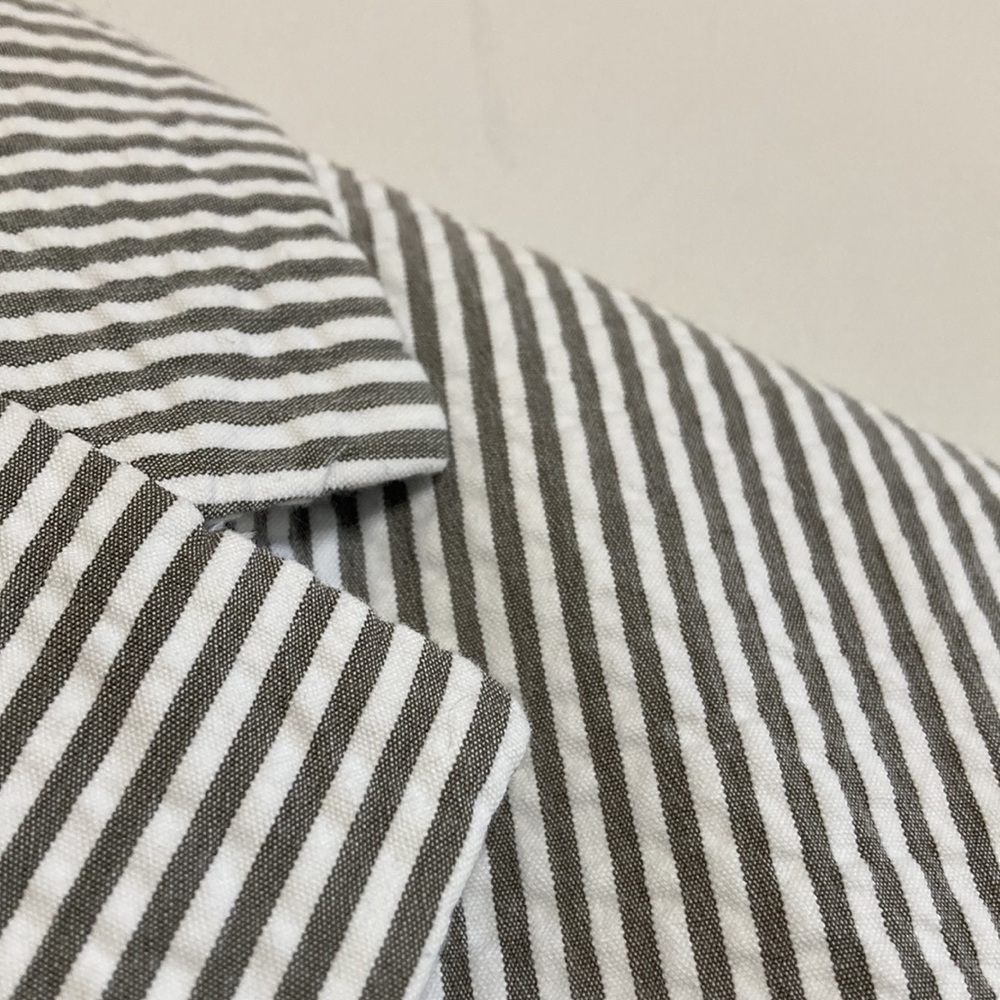 Lauren Ralph Lauren Blazer Womens 10 Gray White Seersucker Stripe Stretch Jacket - Picture 5 of 14